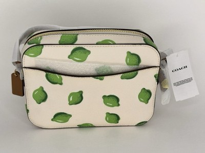 Coach C8737 Lime Print Camera Crossbody Chalk Green for sale