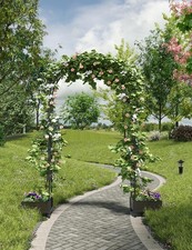 Adjustable Round Metal Wedding Arch Backdrop Stand,Galvanized Garden Arbor Frame