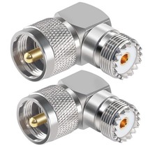 2PCS UHF PL259 Right Angle 90 Degree Coax Adapter, SO239 Male to E-890