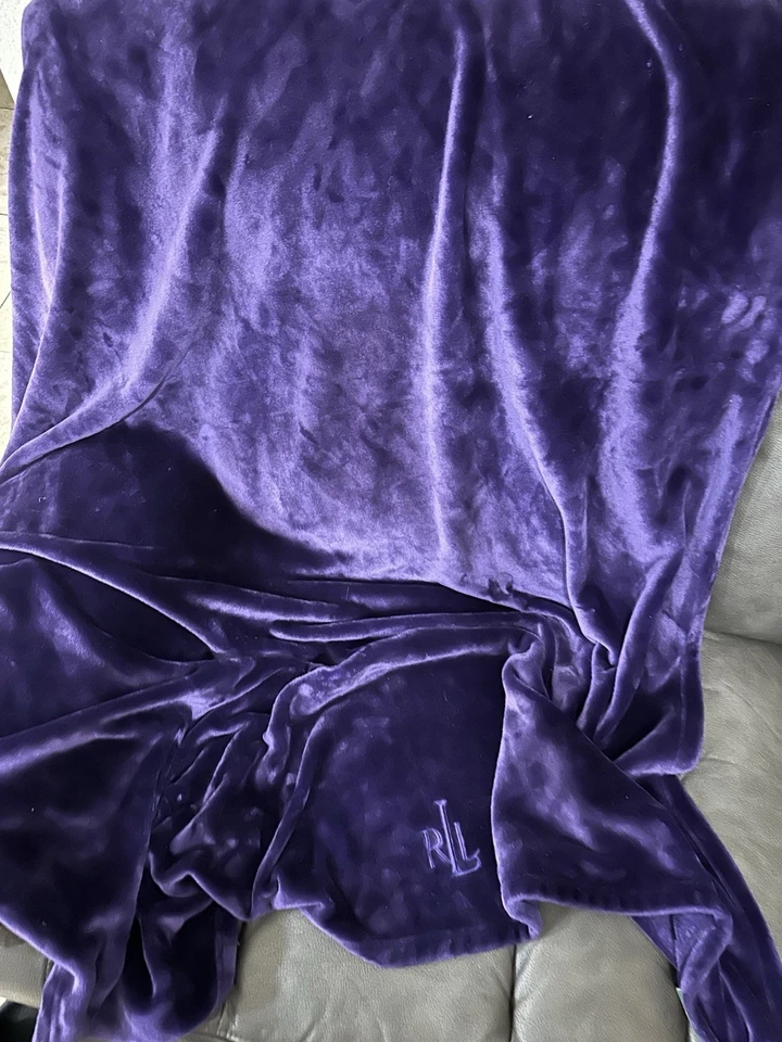 "Manta Lauren Ralph Lauren Royal púrpura micromink 50""x70"" nueva sin etiquetas" Foto 3 de 4