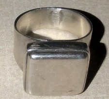 Vintage Modernist Mexico 925 Sterling Silver Ring. 12g. Rectangular Face