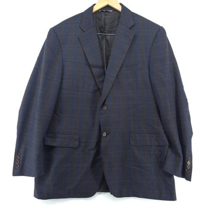 Canali 1934 Mens Wool Sport Coat Blazer 44R IT54 Charcoal Blue Windowpane Italy