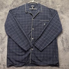 Polo Ralph Lauren Pajama Shirt Mens XL Blue Plaid Pony Button Up Classic NWOT