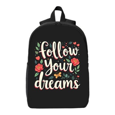 Colorful '' Follow Your Dreams '' Cursive Design Laptop Backpack for College 