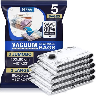 Vakuumbeutel Für Bettdecken 5 Stück 3 Jumbo 100X80Cm 2 Groß 80X60Cm Vacuum Bags
