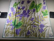 Vera Neumann Signed Scarf Polyester Floral Butterfly In Weeds Art Design 26x26