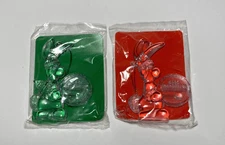 1992 Energizer Bunny Christmas Ornaments Set of 2 Clear Acrylic NEW