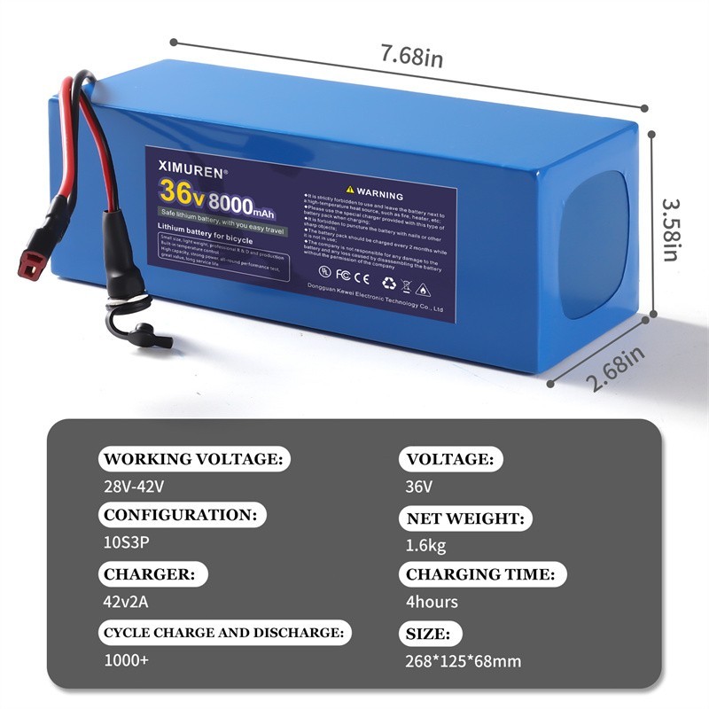 Batteria Litio E-Bike A Telaio 36V/48V/52V 20Ah/24Ah/28,8Ah – 800 Cicli, Per Motore 50W-3000W