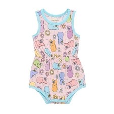 Posh Peanut Bamboo Addison Mae Varsity Sleeveless Romper Bunny 12-18 months