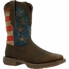 NEW REBEL PRO™ BY DURANGO® CHESTNUT VAMP & PATRIOTIC SHAFT BOOTS, STYLE DDB0303