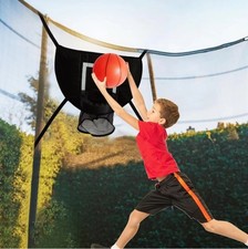 Red Trampoline Basketball Hoop Set Waterproof Goal Soft Ball for All Ages