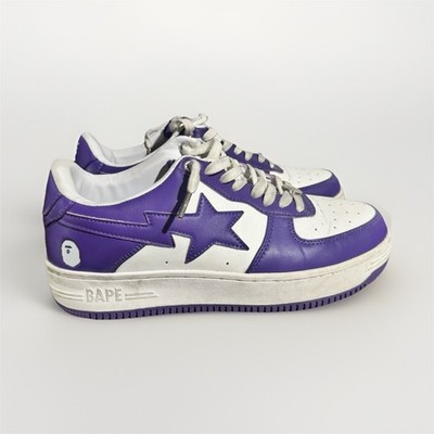 A Bathing Ape BAPE STA Purple White Leather Low Top Men's Sneakers