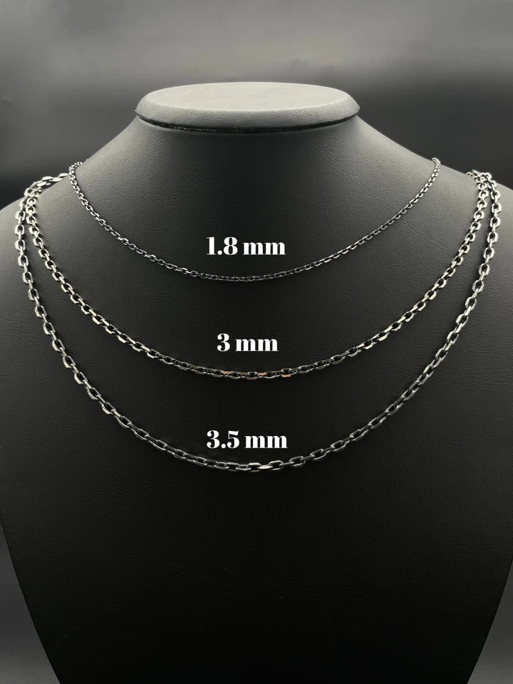 925 Sterling Silver Oxidized Anchor Cable Link Chain Necklace, Black Design Gift - Image 2 of 4