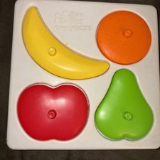 1977 The First Years Fruit Peg Puzzle Complete Apple Banana Pear Orange