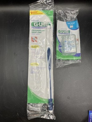 GUM Sunstar Proxabrush Snap-Ons Handle & 2 Refills 624 625 Interdental Brush