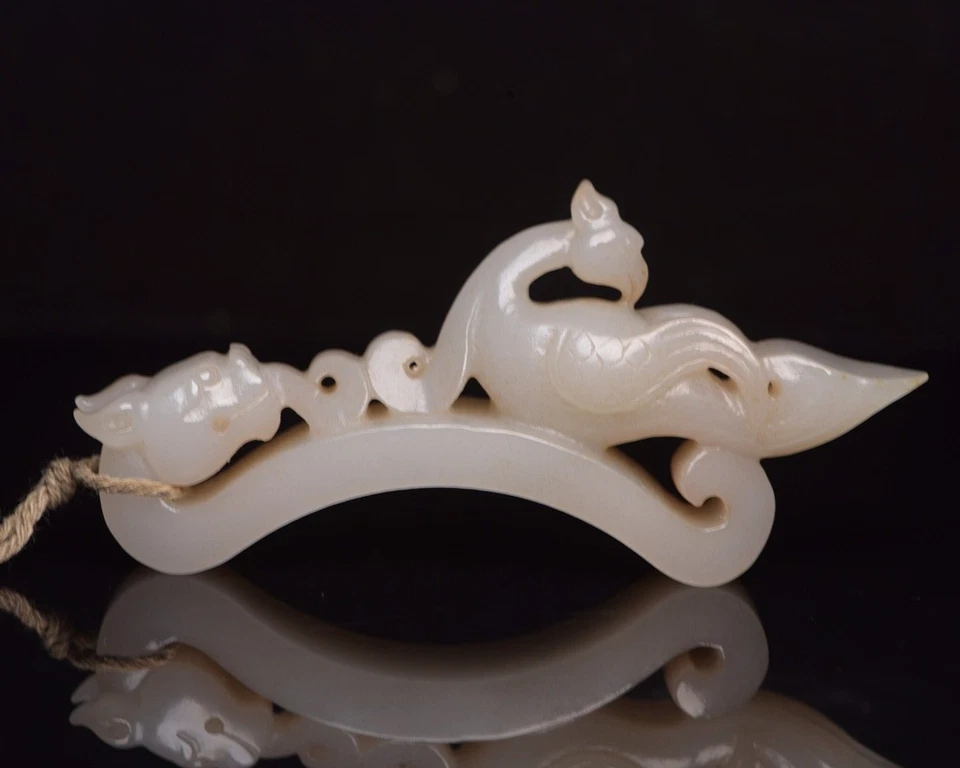 Decoração de jade antiga chinesa da dinastia Tang antiga hétia dragão de jade - Imagem 2 de 4