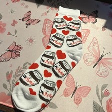 Quirky Valentine Heart & Nutella Design Socks One Size Gift