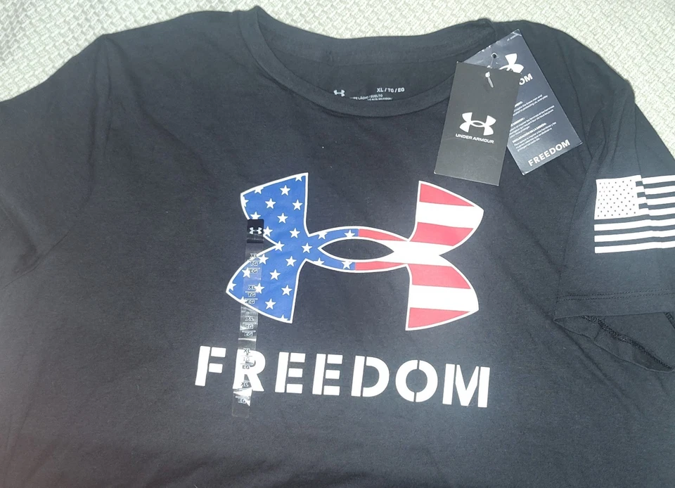 Women's NWT Under Armour T-shirt XL Freedom USA Flag Short Sleeve - Image 4 of 4