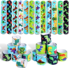 DERAYEE 24 Pcs Dinosaur Slap Bracelets for Kids, Jurassic Forest World theme... 