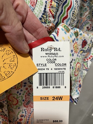 Ruby Rd Denim Trucker Jacket Women Sz 22W Multicolor 3/4 Sleeve Button Front NWT - Picture 7 of 11