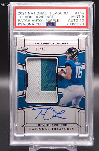 2021 National Treasures Trevor Lawrence Rookie Patch Auto Purple /49 PSA DNA 156
