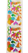 HAMBLY STUDIOS STICKERS SHEET PRISMATIC BIRTHDAY PARTY FIESTA PIÑATA RARE 1980's