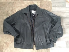 Vintage Bill Bass Black Leather Jacket Men's XL