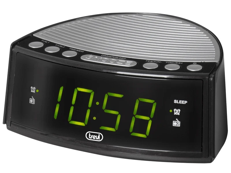 Radiosveglia Digitale Elettronica Nero GRANDE DISPLAY Led Verde Trevi Radio FM, fotografia 3 di 9