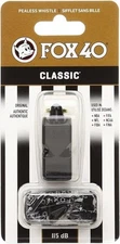 Fox 40 Classic Official Whistle with Break Away Lanyard (Black) Black 