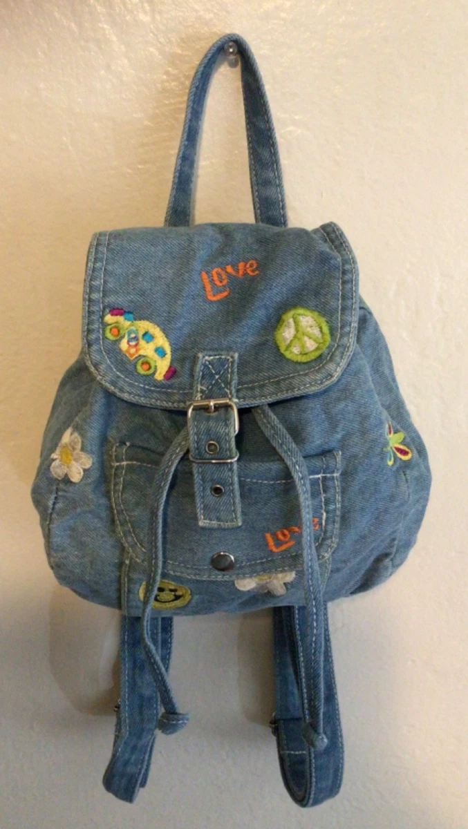 Distressed Denim Mini Backpack with Faux Leather Trim AE Mini Backpack | American Eagle main image 4