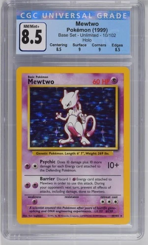 Mewtwo Holo Base Set 10/102 NM CGC 8.5 1199