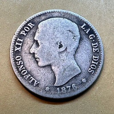 1 peseta plata 1876 EMM Alfonso XII - Imagen 1 de 4