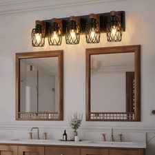 Farmhouse 31'' Vanity 5 Light Metal Black for Bathroom Mirror Wall Lamp Fixture