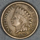 1863 1C INDIAN HEAD COPPER CENT KM# 90 Grade:  VG+ A6727