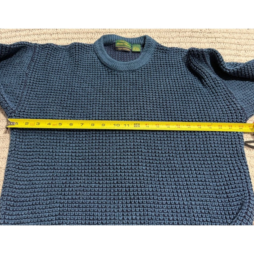 VTG Sweater Collection Van Heusen Fisherman Mens Size Large Blue Heavy Crew Neck - Image 4 of 4