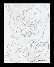 BLACK on WHITE #6 ORIGINAL ART DRAWING Modern Abstract Illustration C Peterson