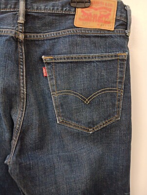 Levis 522 Men's Straight Medium Blue Cotton Denim Jeans Zipper