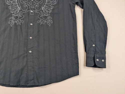 Vintage Y2K Avirex Shirt Adult Medium Black Embroidered Button Up - Picture 8 of 12