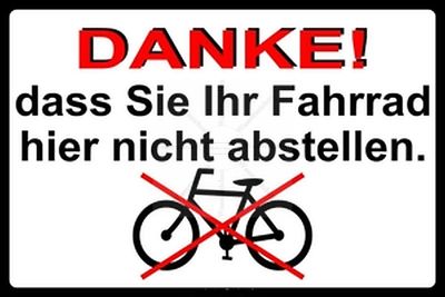 Sticker thank you bike not park here no bikes prohibited 69 12cm