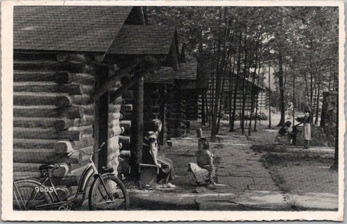 Vintage 1940s ELLIOTT STATE PARK, Pennsylvania Postcard Log Cabins / Cottages