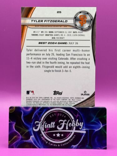 2024 Bowman Best Baseball - Tyler Fitzgerald #25 - Gold Refractor /50 (RC) - Imagen 2 de 2