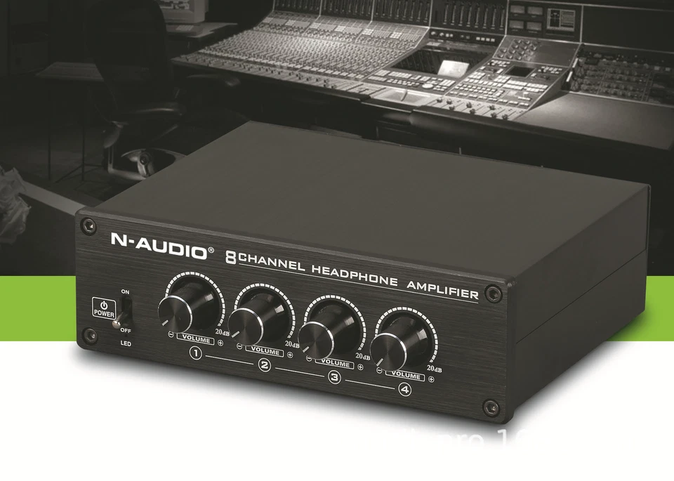 Mini 2-IN-8-OUT Headphone Amplifier Audio Spiltter Mixer Desktop Switcher Box - Image 4 of 4