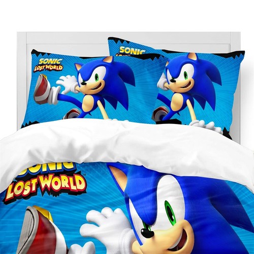 3Pcs Duvet Cover Set Twin 3D Sonic The Hedgehog Kids Bedding Comforter