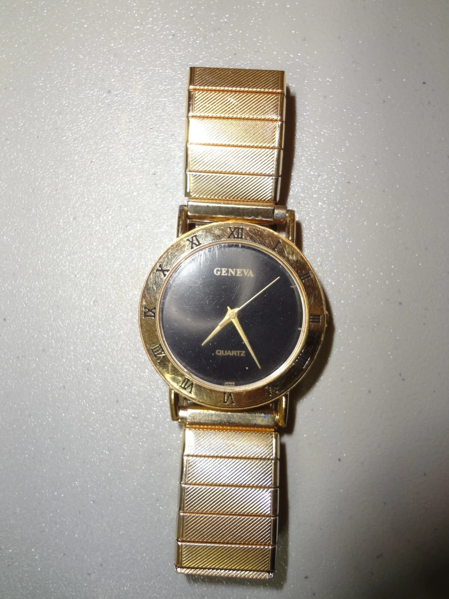 Geneva Men s Watch 1500 1070 Round Roman Numeral Dial Gold Tone