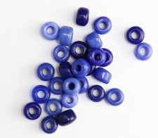 CROW/PONY GLASS BEAD - BLUE TRANS. MIXTURE - 9mm - 100 