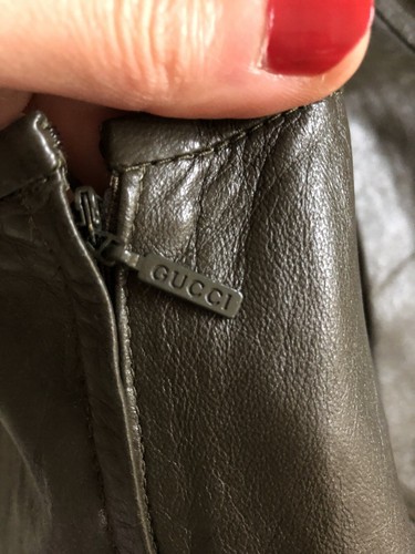 GUCCI DIRTY GREEN LEATHER SKIRT SIZE 40  - Afbeelding 7 van 15