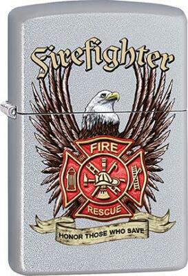 Zippo Windproof Metal Design Fire Lighter - Fighter Crest ''Honor Those Who Save''