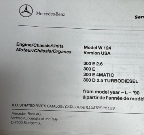 1992 Mercedes Benz Model 124 300E 400E 500E 300D Parts Catalog start w/ N 90 -Rd - Picture 3 of 24