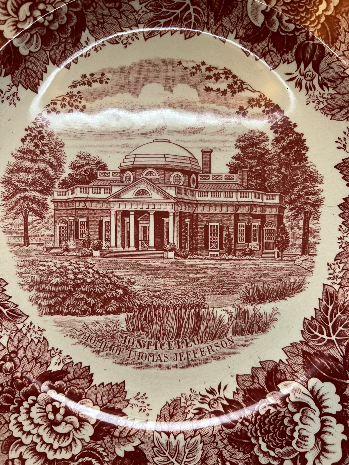 Vintage souvenir Staffordshire UK Ware Monticello Home To Thomas Jefferson  Plate | eBay