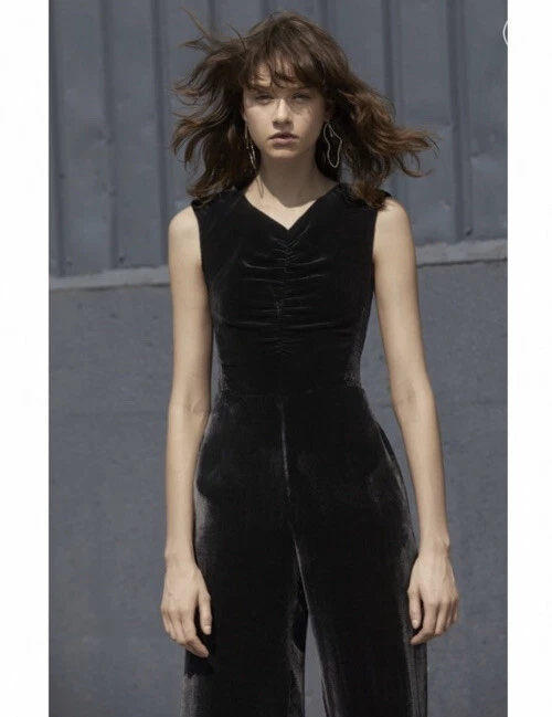 Rebecca Taylor Ruched Velvet Jumpsuit in Burgandy. NWT. Size 0. Retail-  $600 | eBay